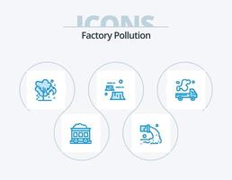 poluição de fábrica azul ícone pack 5 design de ícone. automóvel. destruição. energia. desmatamento. fábrica vetor
