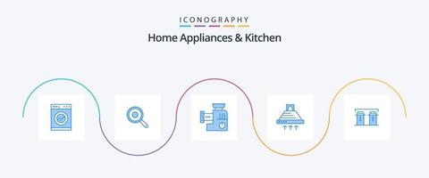 eletrodomésticos e pacote de ícones azul 5 de cozinha, incluindo papel. fumaça. cozinha. escape. cozinhando vetor