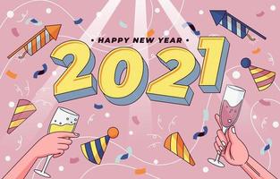 Arte pop de ano novo de 2021 vetor