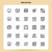 delinear 25 conjunto de ícones de hospedagem na web design de estilo de linha de vetor ícones pretos conjunto de pictograma linear pacote de ideias de negócios móveis e web design ilustração em vetor