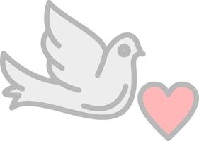 pomba com design de ícone de vetor de coração