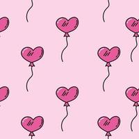 padrão sem emenda rosa com balões de corações. doodle papel de embrulho de coração para o dia dos namorados. fundo perfeito romântico para decoração de férias. ilustração de rabisco bonito. amor e conceito romântico vetor