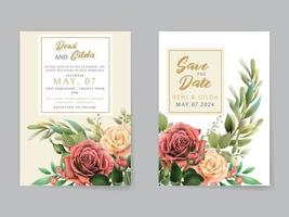 cartão de convite de casamento floral colorido vetor