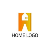 logotipo retangular com espaço negativo para casas e formando a letra h. vetor