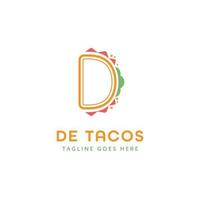 letra inicial d tacos comida ícone do logotipo simples vetor