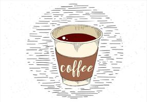 Ilustração desenhada à mão na mão do vetor de xícara de café