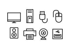 Conjunto de ícones de acessórios de computador vetor