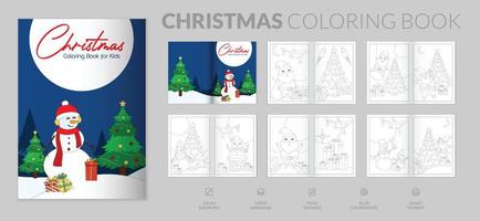 conjunto de páginas para colorir de feliz natal. livro de colorir para crianças. ilustração para crianças. planilhas de feliz natal e página para colorir para crianças. feliz ano novo atividade para crianças. vetor