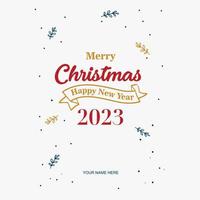 feliz natal e feliz ano novo 2023 cartão de felicitações. desenho vetorial vetor