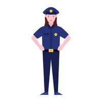 design plano de escritório de polícia senhora de personagem policial feminina vetor