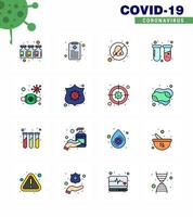 conjunto de ícones 25 de prevenção de coronavírus teste de laboratório de nariz de gripe protetor azul vírus viral 2019 elementos de design de vetor de doença