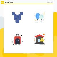 conjunto de 4 ícones planos vetoriais na grade para elementos de design de vetores editáveis de brinquedo de balão de viagem de bebê