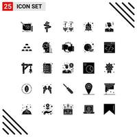 conjunto de 25 sinais de símbolos de ícones de interface do usuário modernos para sala de sino de casamento de gerente elementos de design de vetores editáveis