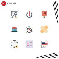 9 ícones criativos sinais modernos e símbolos de diálogo de estacionamento de internet social consultando elementos de design de vetores editáveis