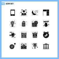 16 ícones criativos, sinais e símbolos modernos de vendas de móveis de escritório, homem, mesa, sono, elementos de design vetoriais editáveis vetor