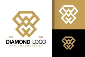 modelo de ilustração vetorial de design de logotipo de diamante de letra m vetor