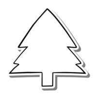 uma árvore de natal de arte de linha na silhueta branca e sombra cinza. ilustração vetorial para decoração ou qualquer projeto. vetor