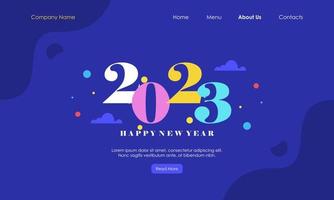 feliz página de destino da celebração do ano novo de 2023 vetor