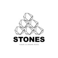 logotipo de pedra, pedra vetorial moderna com estilo de linha de geometria, design para decoração estética, produto moderno de marca, linha de geometria estética abstrata de ícone simples vetor