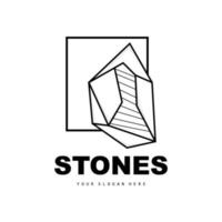 logotipo de pedra, pedra vetorial moderna com estilo de linha de geometria, design para decoração estética, produto moderno de marca, linha de geometria estética abstrata de ícone simples vetor