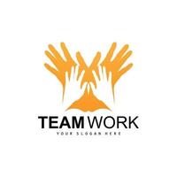 logotipo de mão, vetor de trabalho em equipe, design de empresa de equipe, saúde corporal, cuidados com as mãos, reciclagem