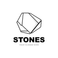 logotipo de pedra, pedra vetorial moderna com estilo de linha de geometria, design para decoração estética, produto moderno de marca, linha de geometria estética abstrata de ícone simples vetor