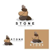 design de logotipo de pedra empilhada, vetor de pedra de equilíbrio, ilustração de pedra de material de construção, ilustração de pedra-pomes pedra walpapeer