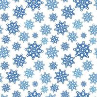 padrão de flocos de neve. vector fundo branco sem costura com flocos de neve azuis bonitos. ilustração de repetição de queda de neve. enfeite de inverno