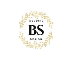 bs letras iniciais coleção de logotipos de monograma de casamento, modelos minimalistas e florais modernos desenhados à mão para cartões de convite, salve a data, identidade elegante para restaurante, boutique, café em vetor