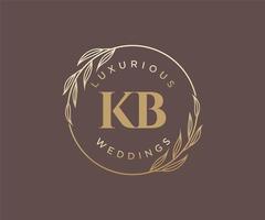 kb letras iniciais modelo de logotipos de monograma de casamento, modelos modernos minimalistas e florais desenhados à mão para cartões de convite, salve a data, identidade elegante. vetor