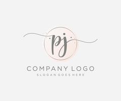 logo feminino inicial pj. utilizável para logotipos de natureza, salão, spa, cosméticos e beleza. elemento de modelo de design de logotipo de vetor plana.