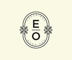 eo modelo de logotipos de monograma de casamento de carta inicial, modelos modernos minimalistas e florais desenhados à mão para cartões de convite, salve a data, identidade elegante. vetor