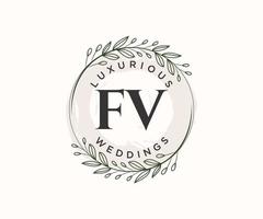 fv letras iniciais modelo de logotipos de monograma de casamento, modelos minimalistas e florais modernos desenhados à mão para cartões de convite, salve a data, identidade elegante. vetor