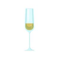 uma taça de champanhe com bolhas. objeto de vetor em um fundo branco, isolar