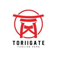 logotipo do portão torii, vetor de ícone do portão da história japonesa, ilustração chinesa, modelo de marca da empresa de design de madeira