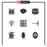 conjunto de 9 sinais de símbolos de ícones de interface do usuário modernos para layout desenhar elementos de design de vetores editáveis de fã de design olímpico