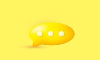 ilustração realista bolha 3d mensagem bate-papo ícone amarelo isolado no fundo vetor