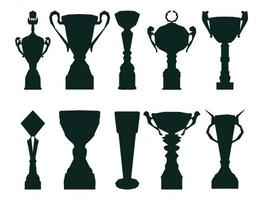 vencedor do troféu da copa realista de esportes. conjunto de design de forma preta de silhuetas premium. ilustração vetorial vetor