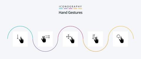 gestos de mão glifo 5 pacote de ícones incluindo dedo. baixa. dedo. acima. gestos vetor