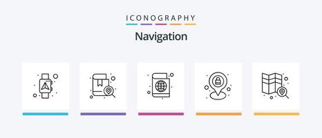linha de navegação 5 pacote de ícones incluindo . marcador. direção. localização. localização. design de ícones criativos vetor