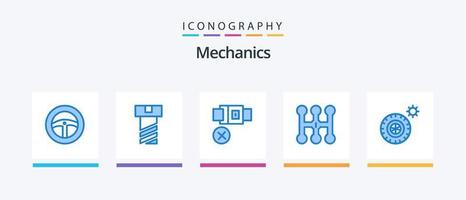 pacote de ícones azul 5 mecânicos, incluindo . segurança. roda. verão. design de ícones criativos vetor