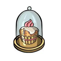 cupcake de sobremesa doce com creme, ilustração vetorial de cor vetor