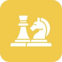ícone de fundo do canto redondo do glifo do jogo de xadrez vetor