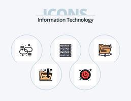 linha de tecnologia da informação cheia de ícones do pacote 5 design de ícones. . rede. potência. Internet. simétrico vetor