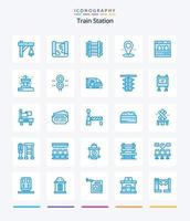 estação de trem criativa 25 pacote de ícones azuis, como trem. porta. ferrovias. apontar. localização vetor