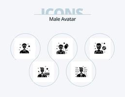 ícone de glifo de avatar masculino pack 5 design de ícone. cara. avatar. macho. atleta. palhaço vetor