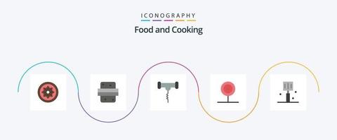 pacote de ícones de comida plana 5, incluindo comida. beber. beber. doce. refeição vetor