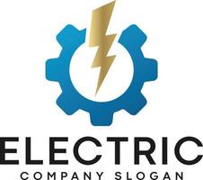 logotipo elétrico de raio de engrenagem com parafuso de iluminação vetor