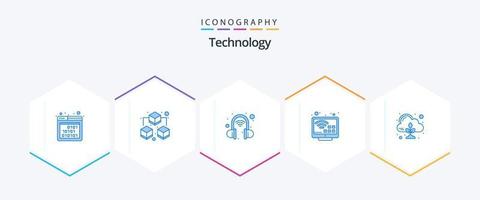 tecnologia 25 pacote de ícones azul, incluindo nuvem. zero. tecnologia. emissão. inteligente vetor