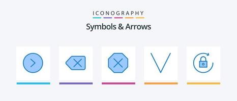 símbolos e setas azul 5 pacote de ícones incluindo . negado. girar. seta. design de ícones criativos vetor
